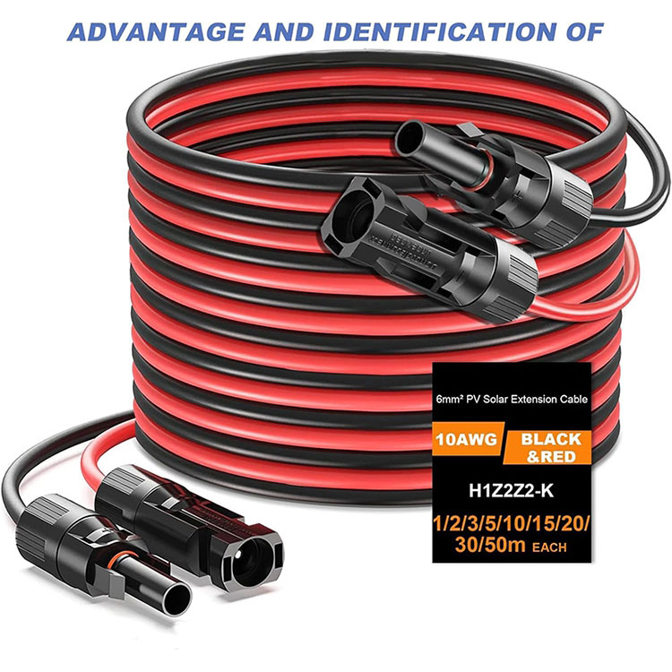Түз көмүү 10AWG Solar Extension Cable 50Ft